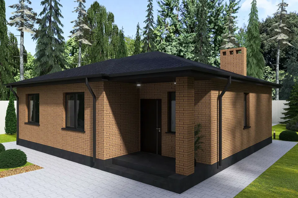 Проект дома Проект 32 из материала Кирпич площадью
88,1 м²,
3 спальни,
1 этаж