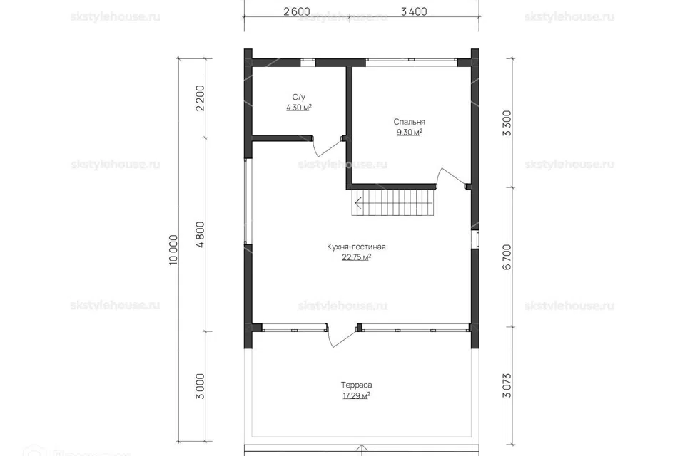 Проект дома Каркасный дом BARN PANORAMA из материала Каркасный дом площадью
76 м²,
2 спальни,
2 этажа