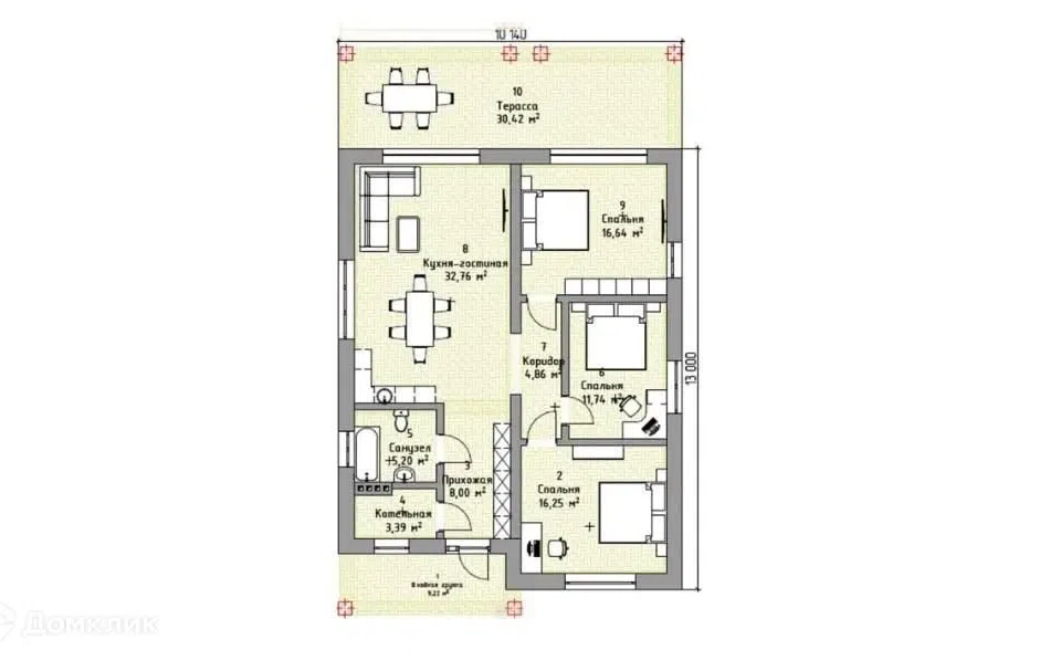 Проект дома Авангард из материала Каркасный дом площадью
       100 м²,
       3 спальни,
       1 этаж