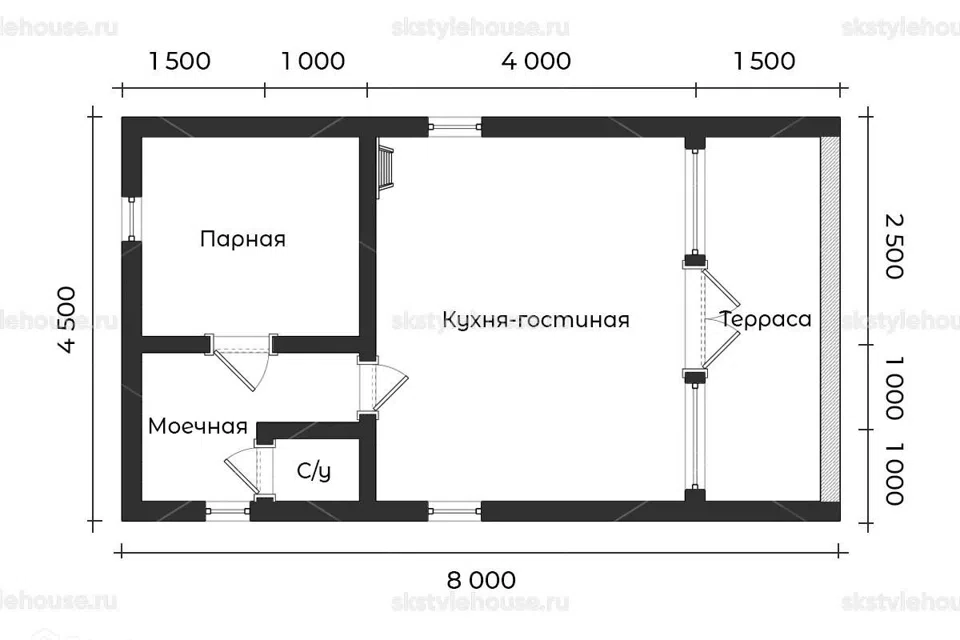 Проект дома Каркасный дом BARN SAUNA из материала Каркасный дом площадью
49,5 м²,
1 спальня,
2 этажа