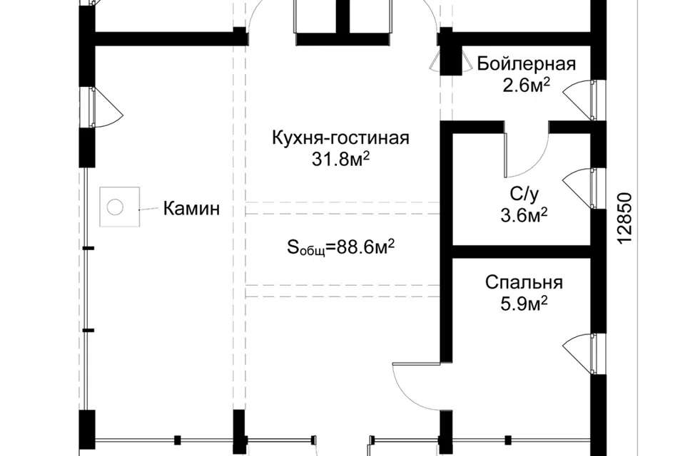 Проект дома Кедр из материала Модульный дом площадью
88,6 м²,
3 спальни,
1 этаж