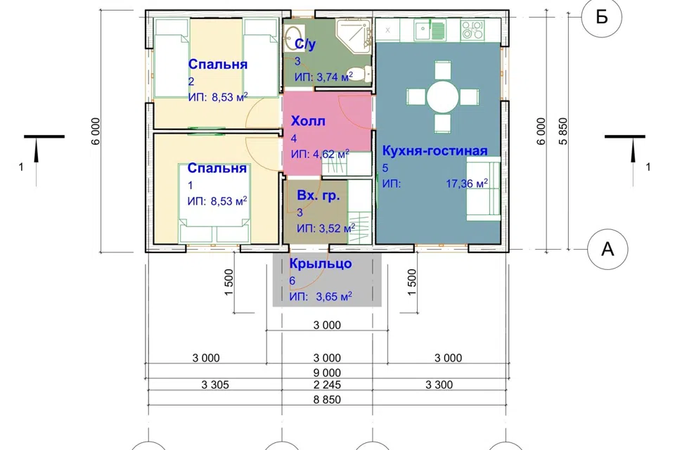 Проект дома Комфорт- Light из материала Каркасный дом площадью
       49,95 м²,
       2 спальни,
       1 этаж