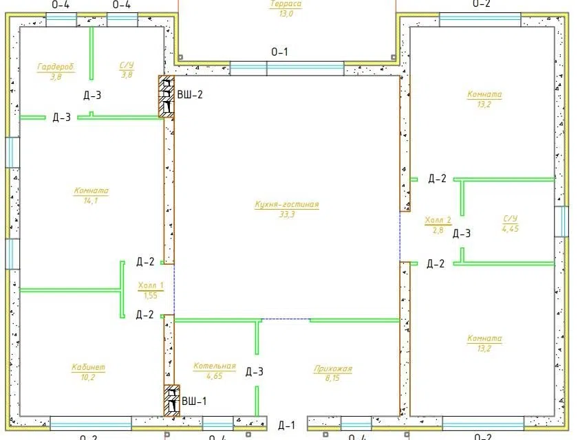 Проект дома Хай-тек 126 из материала Кирпич площадью 
       126 м²,
       4 спальни,
       1 этаж