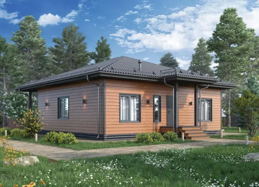 Проект дома А-07 из материала Каркасный дом площадью
       121 м²,
       3 спальни,
       1 этаж