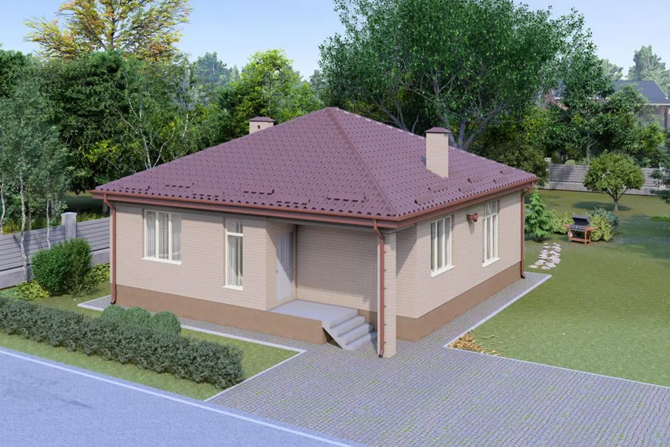 Проект дома ПС-12 из материала Кирпич площадью 
       124 м²,
       3 спальни,
       1 этаж