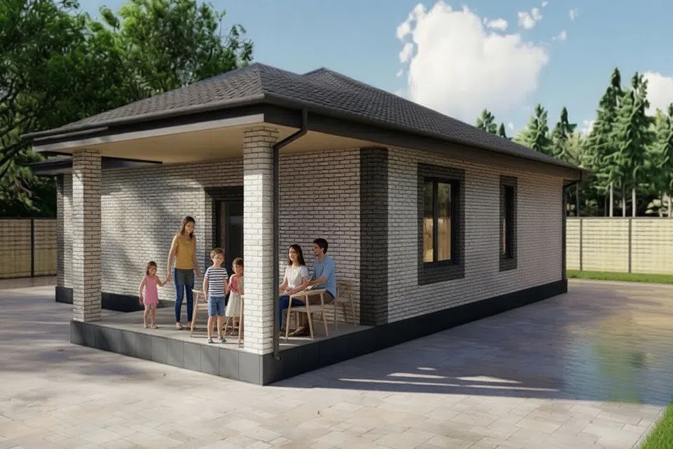 Проект дома Молодоженам из материала Кирпич площадью
       134 м²,
       3 спальни,
       1 этаж