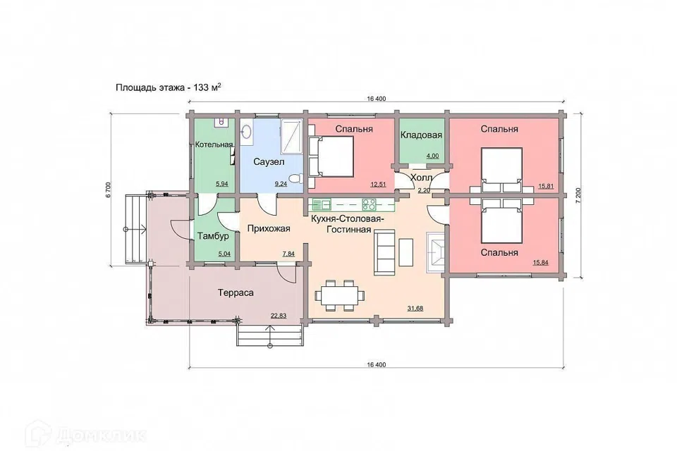 Проект дома Назарово из материала Клееный брус площадью
110 м²,
3 спальни,
1 этаж
