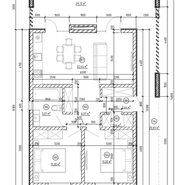 Проект дома Проект 157 из материала Кирпич площадью
61,06 м²,
2 спальни,
1 этаж
