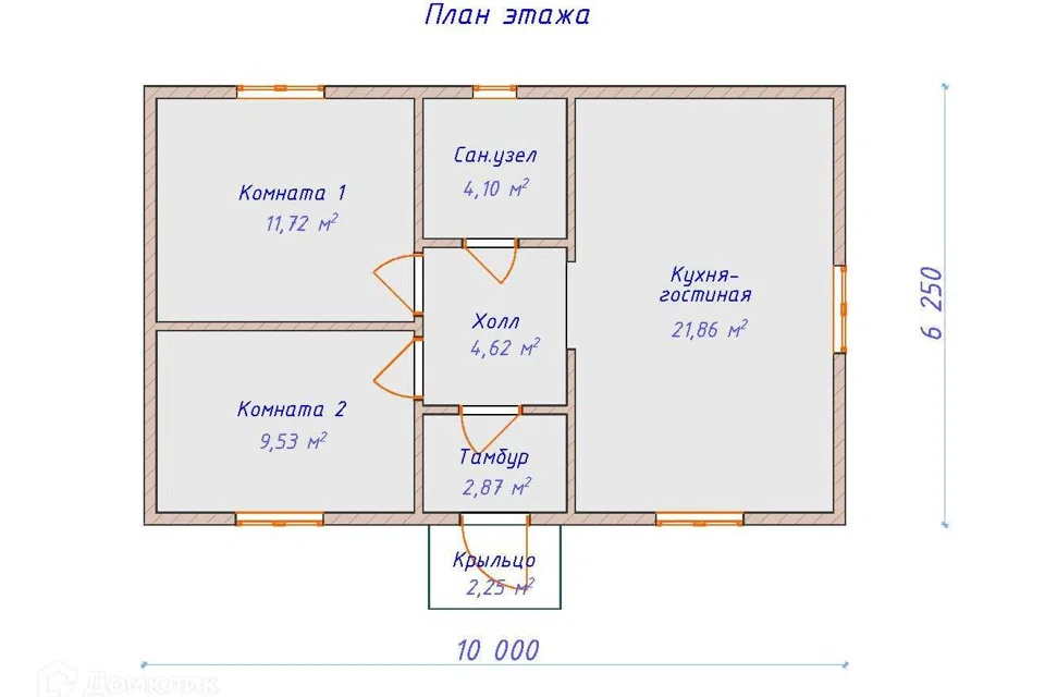 Проект дома Очаг из материала SIP-панели площадью
63 м²,
2 спальни,
1 этаж