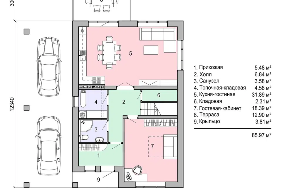 Проект дома Проект №432 из материала Газобетонные блоки площадью 
       148 м²,
       4 спальни,
       2 этажа