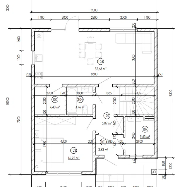 Проект дома Проект 112 из материала Кирпич площадью
148,28 м²,
5 спален,
2 этажа
