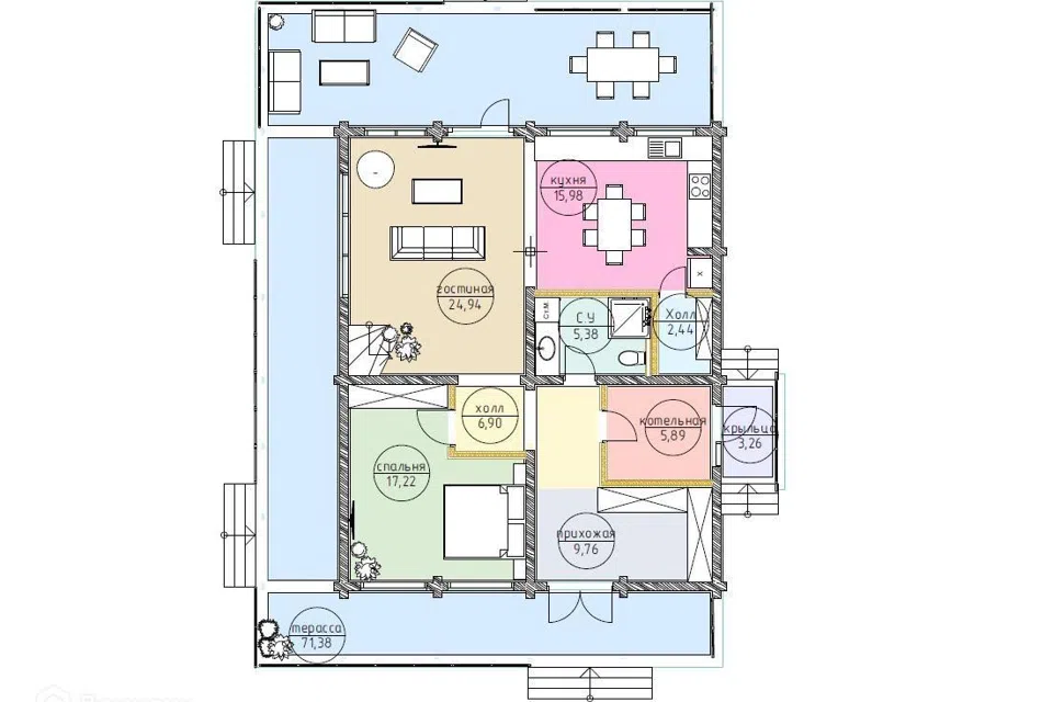 Проект дома Сойма из материала Клееный брус площадью
250 м²,
3 спальни,
2 этажа