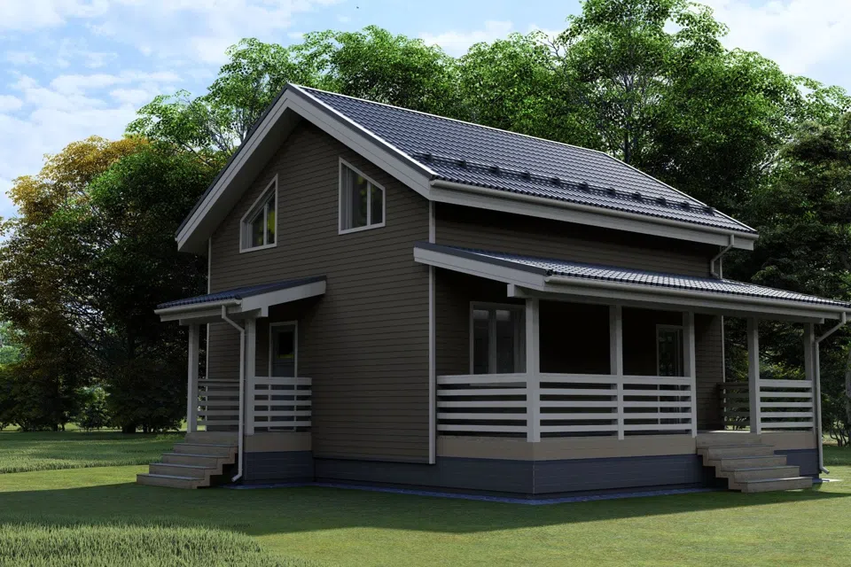 Проект дома Загородный дом "Грани" из материала Каркасный дом площадью
109,5 м²,
4 спальни,
2 этажа