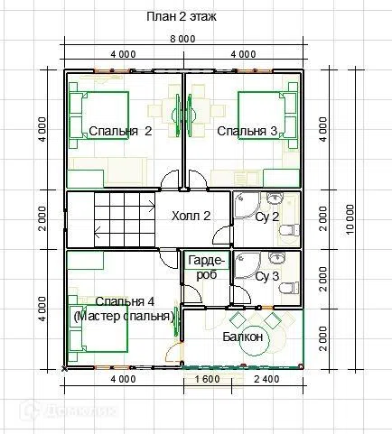 Проект дома ДК-55 из материала Каркасный дом площадью
160 м²,
4 спальни,
2 этажа