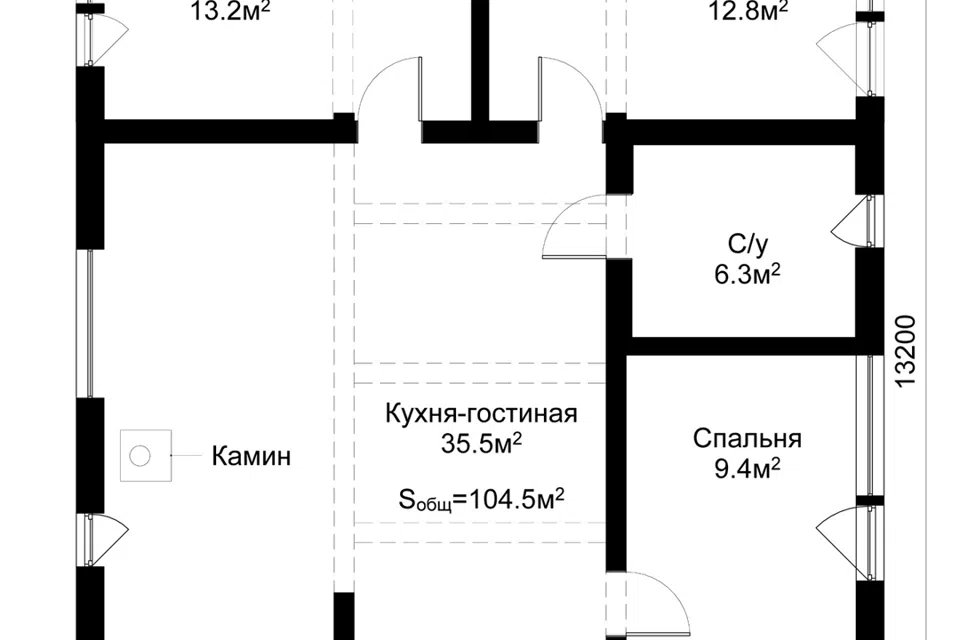 Проект дома Каштан из материала Модульный дом площадью 
       104,5 м²,
       3 спальни,
       1 этаж