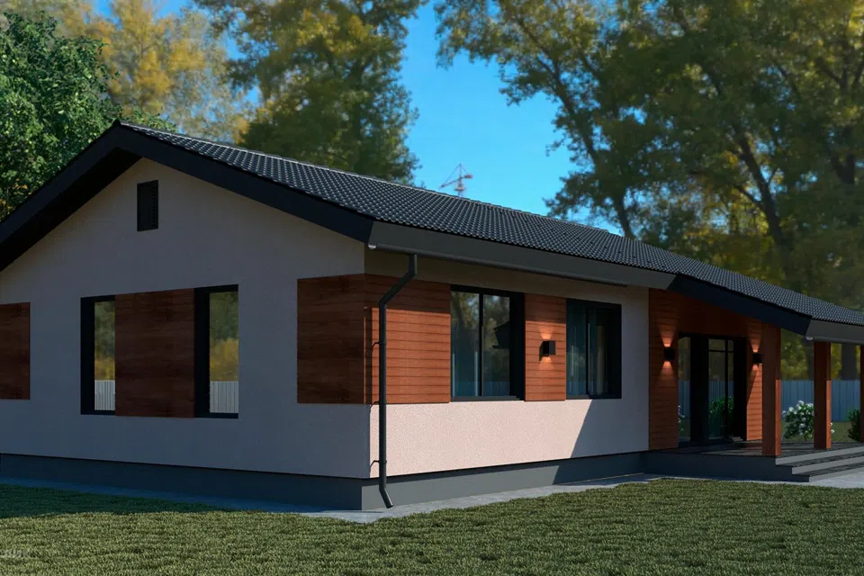 Проект дома AMIANA из материала Газобетонные блоки площадью
       125 м²,
       3 спальни,
       1 этаж