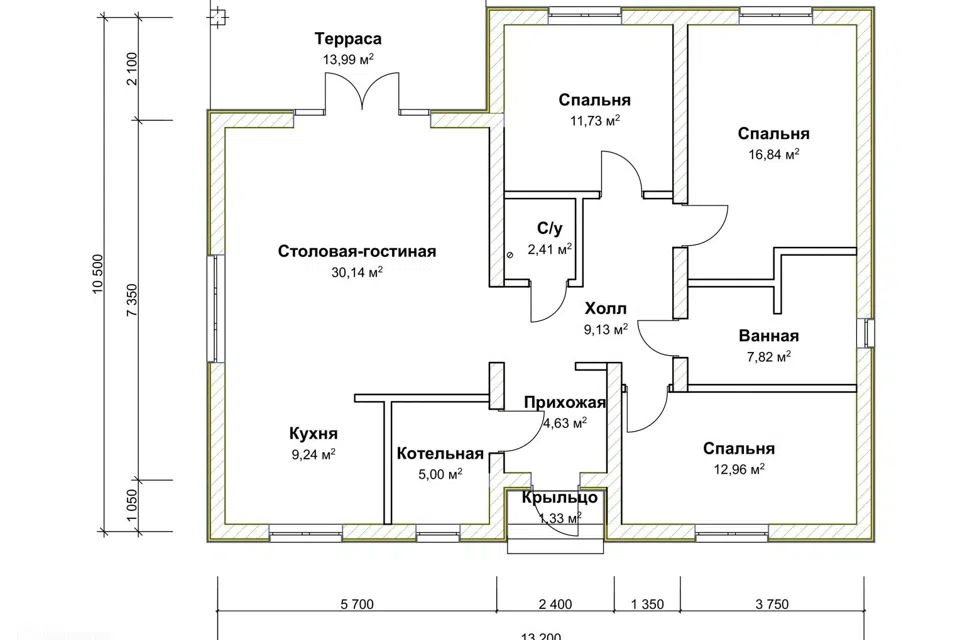 Проект дома ДГ 095 из материала Газосиликатные блоки площадью
       120,45 м²,
       3 спальни,
       1 этаж
