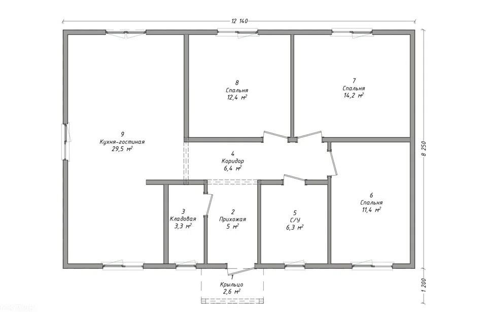 Проект дома Дом № 10 из материала SIP-панели площадью
       91 м²,
       3 спальни,
       1 этаж