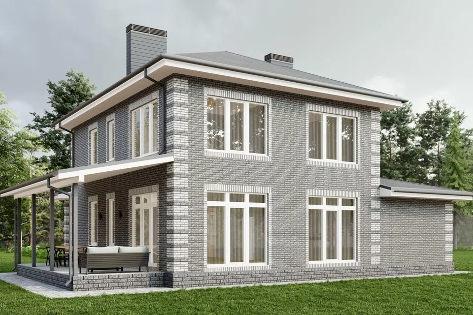 Проект дома GS-242 из материала Кирпич площадью
242 м²,
4 спальни,
2 этажа