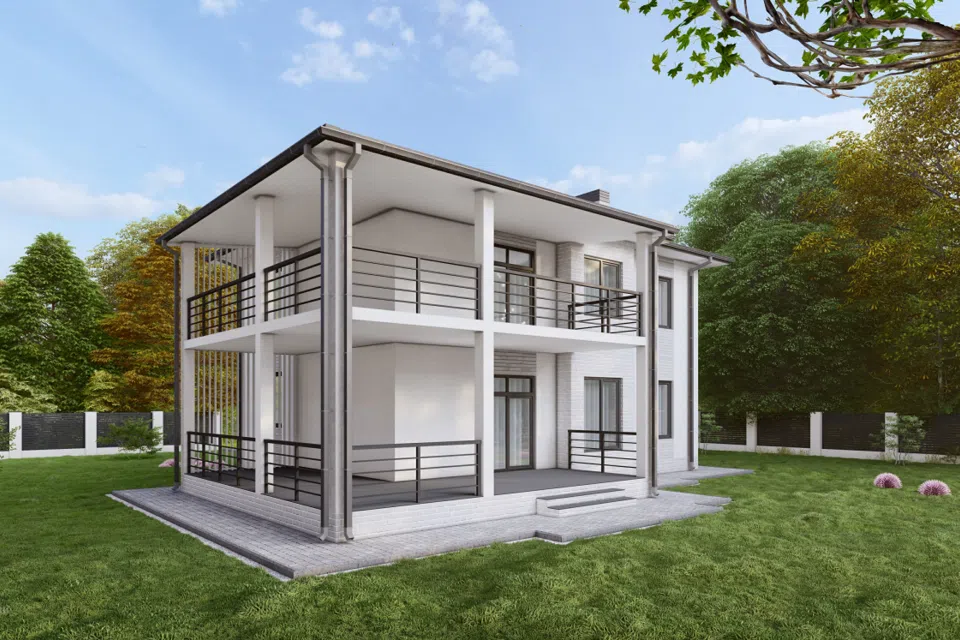 Проект дома Проект 122 из материала Кирпич площадью
222,54 м²,
5 спален,
2 этажа