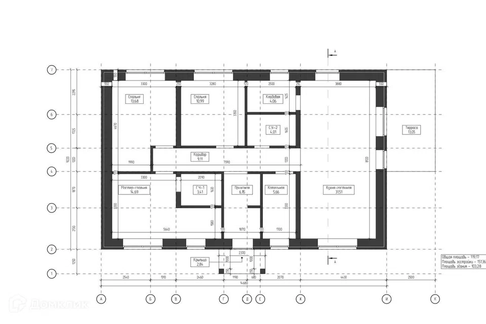 Проект дома ЭП 13/05/26 из материала Газобетонные блоки площадью
       116,3 м²,
       3 спальни,
       1 этаж