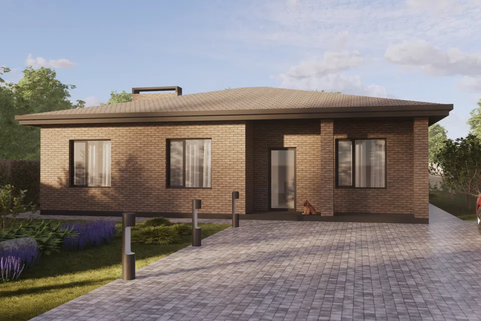 Проект дома Полёт 95 из материала Кирпич площадью
       128 м²,
       4 спальни,
       1 этаж