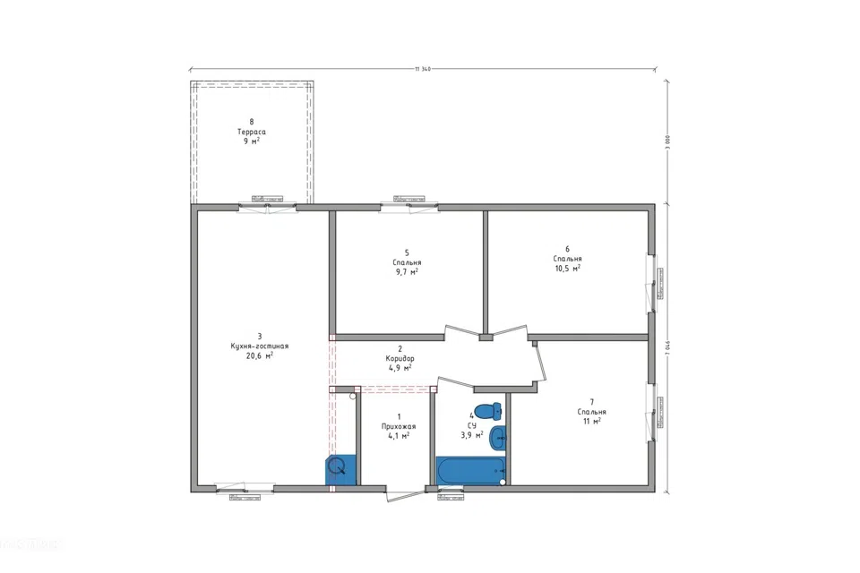 Проект дома Дом № 3 из материала SIP-панели площадью
       74 м²,
       3 спальни,
       1 этаж