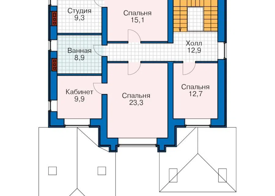 Проект дома Райт 1 из материала Газобетонные блоки площадью
       194 м²,
       4 спальни,
       2 этажа