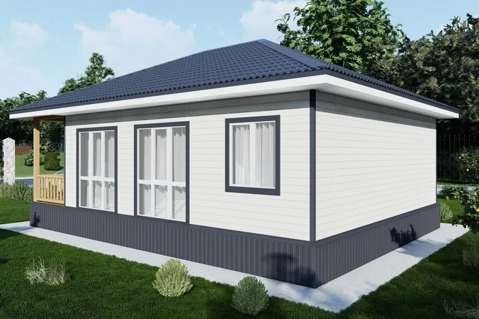 Проект дома Дом из СИП панелей 71 м² (996-ПД)  из материала SIP-панели площадью 
       71 м²,
       2 спальни,
       1 этаж