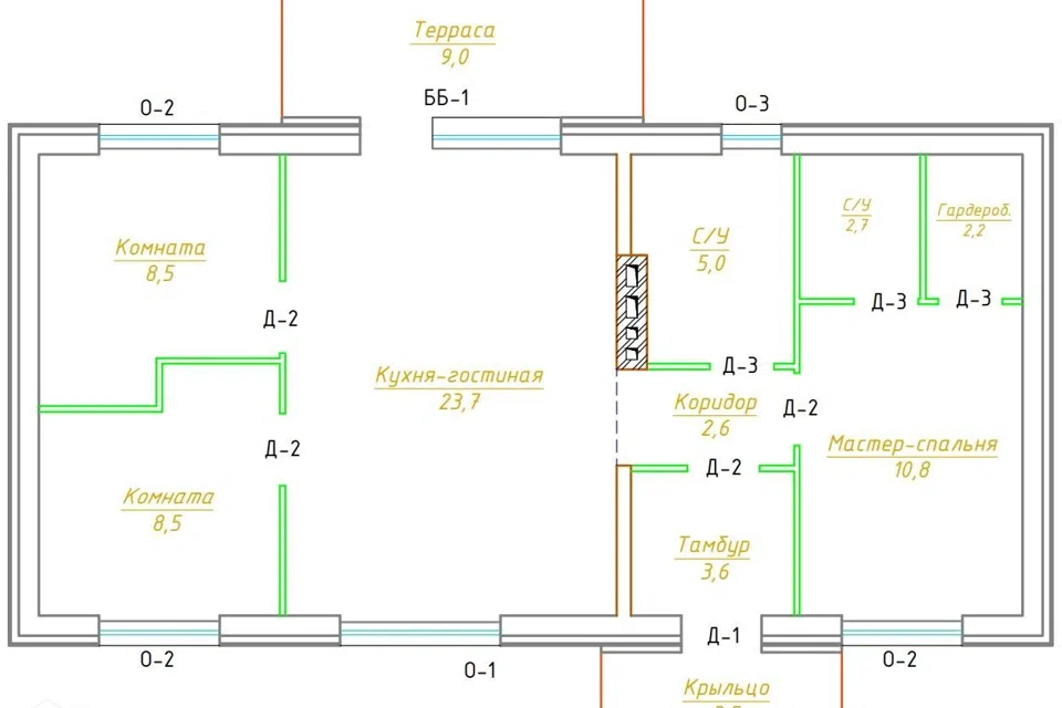 Проект дома Скандинавия 80 из материала Кирпич площадью 
       80 м²,
       3 спальни,
       1 этаж