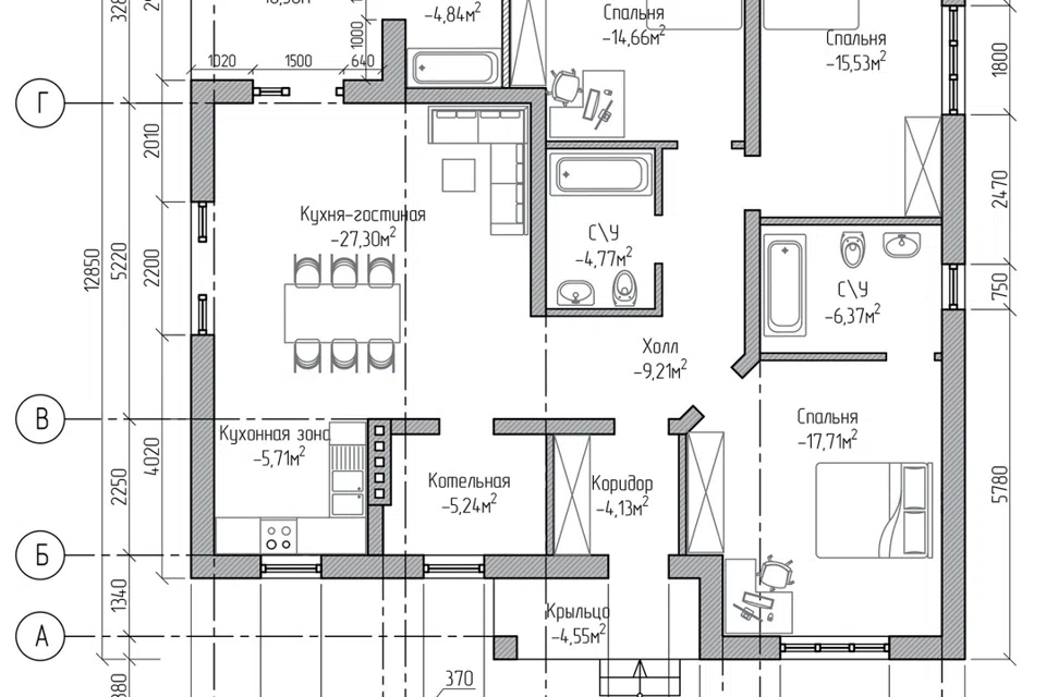 Проект дома Жилой дом DS-123 из материала Газобетонные блоки площадью
123 м²,
3 спальни,
1 этаж
