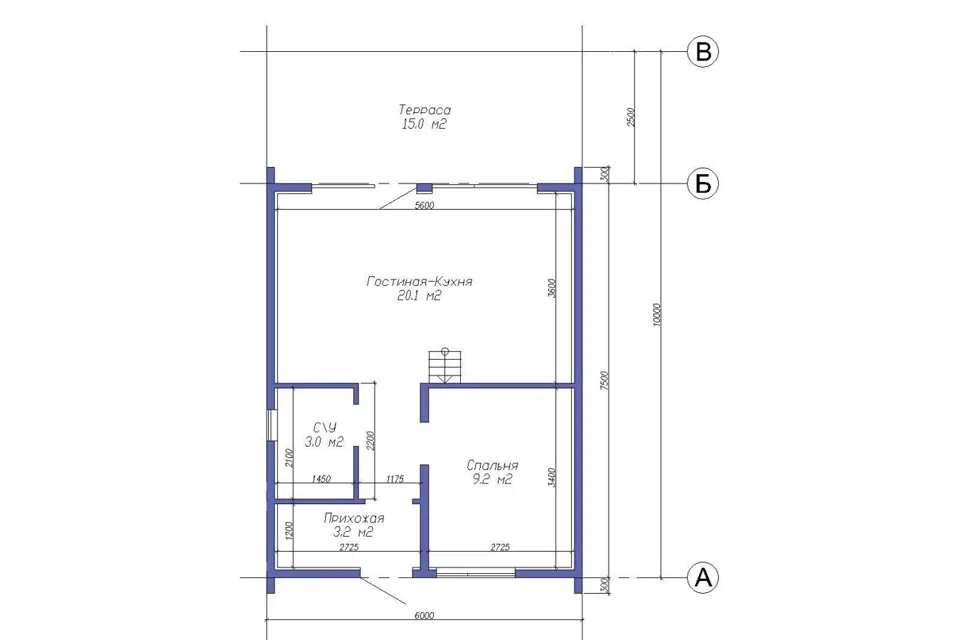 Проект дома Барн 66 из материала Каркасный дом площадью
       65,5 м²,
       2 спальни,
       2 этажа