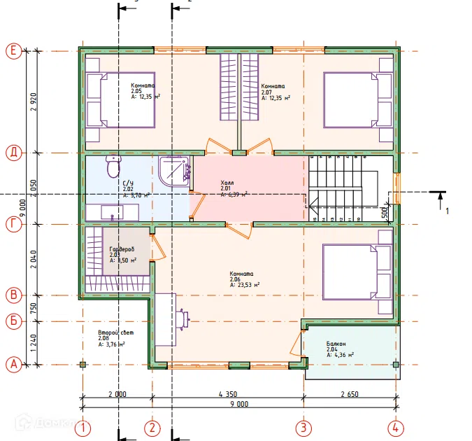 Проект дома ФАНТАЗИЯ из материала Каркасный дом площадью 
       150 м²,
       4 спальни,
       2 этажа