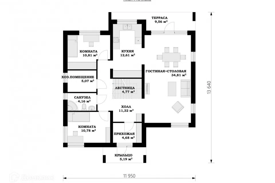 Проект дома Ван Гог из материала Каркасный дом площадью
161,58 м²,
4 спальни,
2 этажа