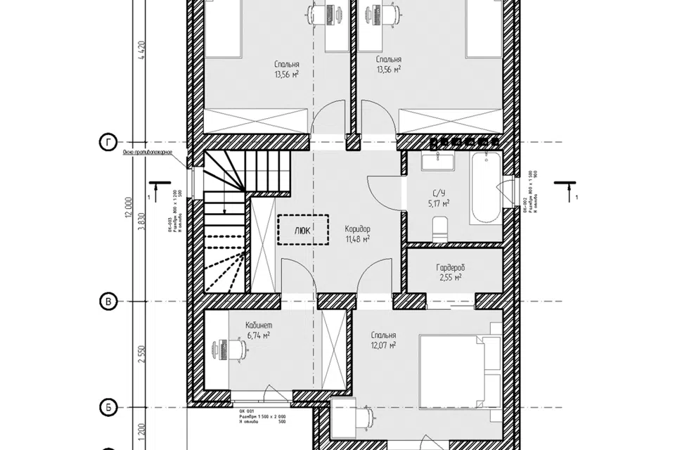 Проект дома C-04/2026 из материала Кирпич площадью
132,85 м²,
4 спальни,
2 этажа