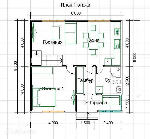 Проект дома ДК-60 из материала Каркасный дом площадью
128 м²,
4 спальни,
2 этажа