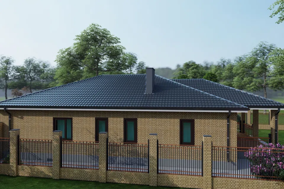 Проект дома Классика 08 из материала Кирпич площадью
182 м²,
4 спальни,
1 этаж