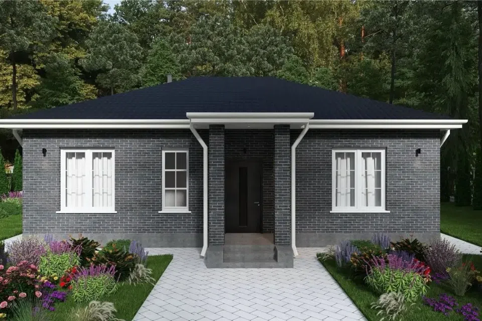 Проект дома 1 из материала Кирпич площадью 
       95 м²,
       3 спальни,
       1 этаж
