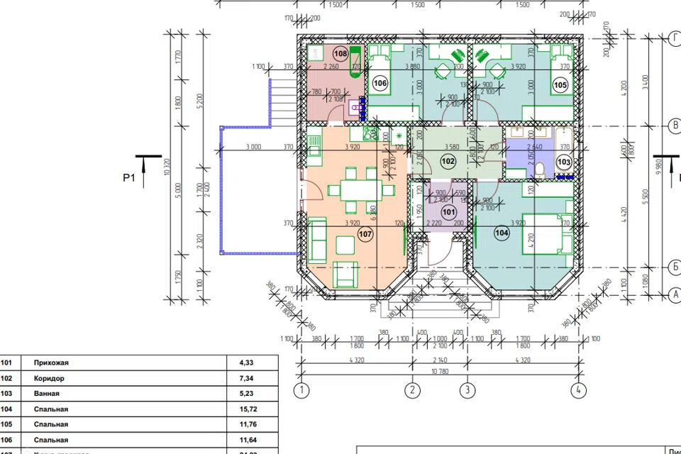 Проект дома Проект 130 из материала Кирпич площадью
75,06 м²,
3 спальни,
1 этаж