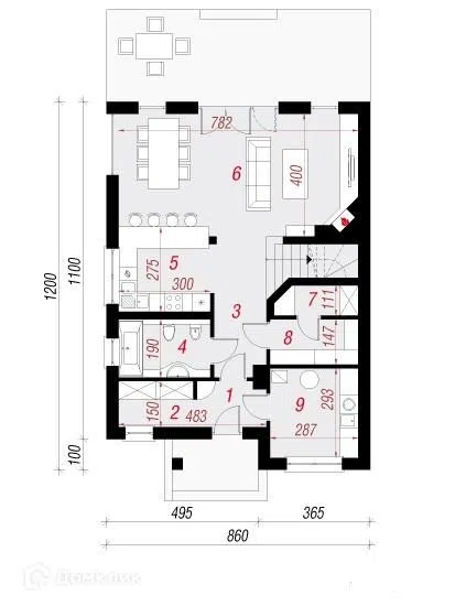 Проект дома Апатит из материала Газобетонные блоки площадью
202 м²,
4 спальни,
2 этажа