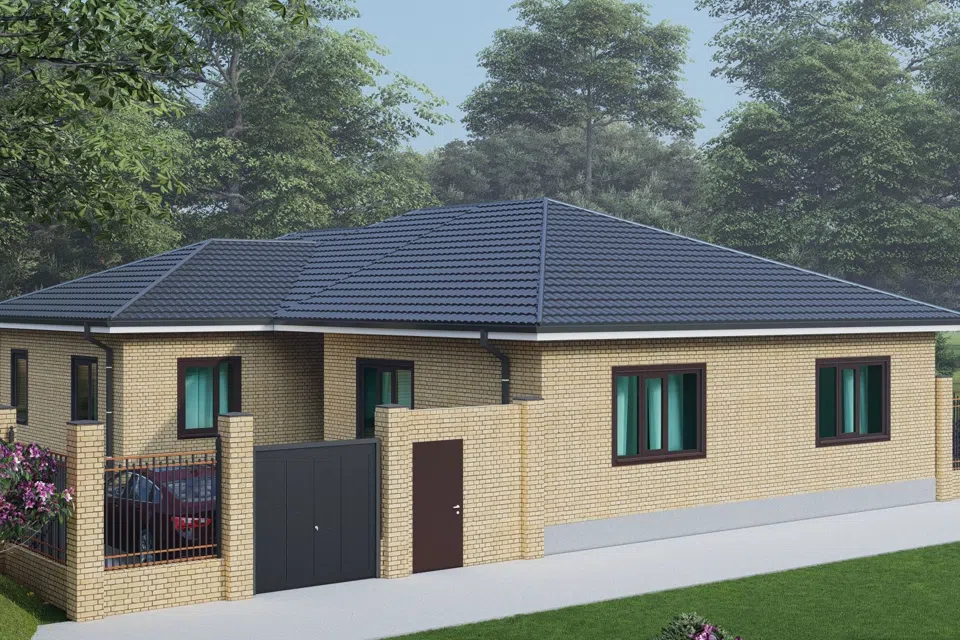 Проект дома Классика 08 из материала Кирпич площадью
182 м²,
4 спальни,
1 этаж