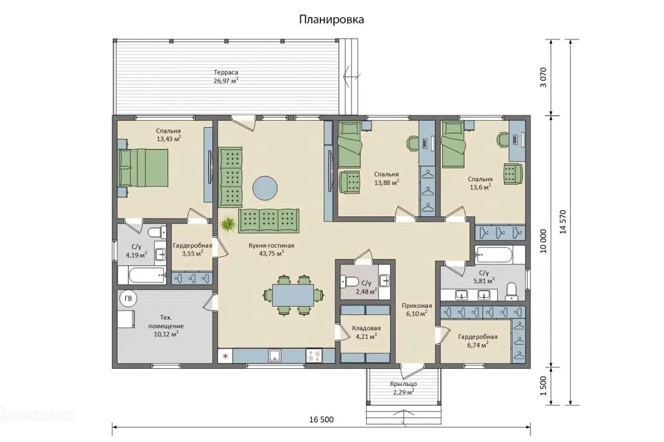 Проект дома А-20 из материала Каркасный дом площадью
       162,4 м²,
       3 спальни,
       1 этаж