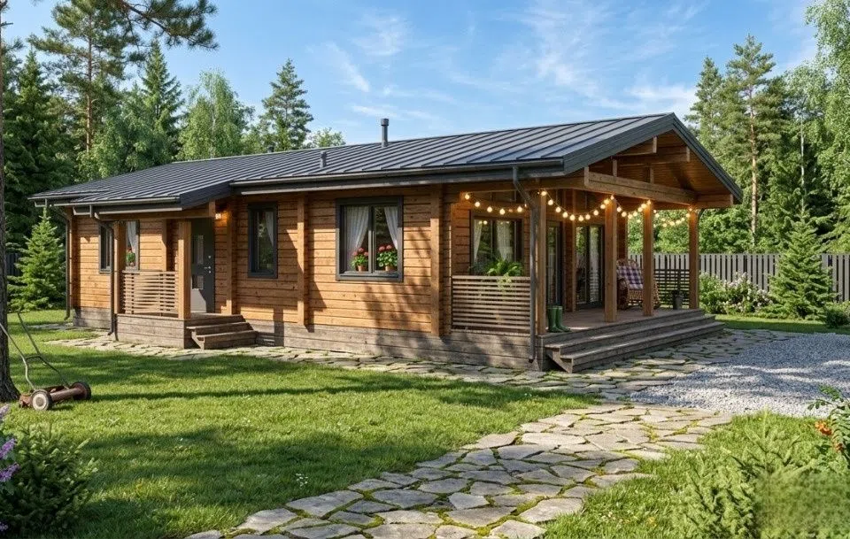 Проект дома Гуси из материала Клееный брус площадью
       88,59 м²,
       3 спальни,
       1 этаж
