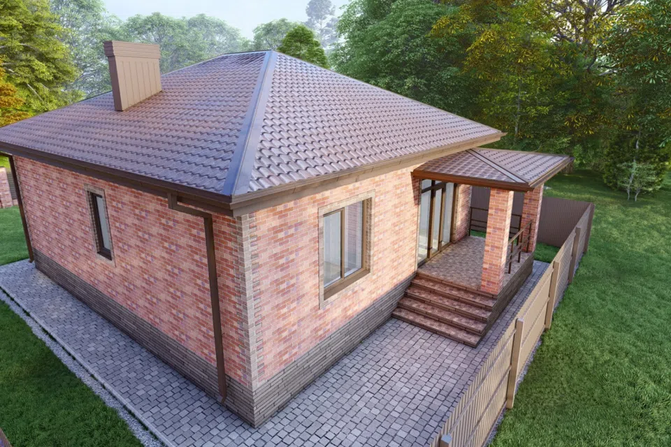Проект дома Проект 53 из материала Кирпич площадью
       70 м²,
       2 спальни,
       1 этаж