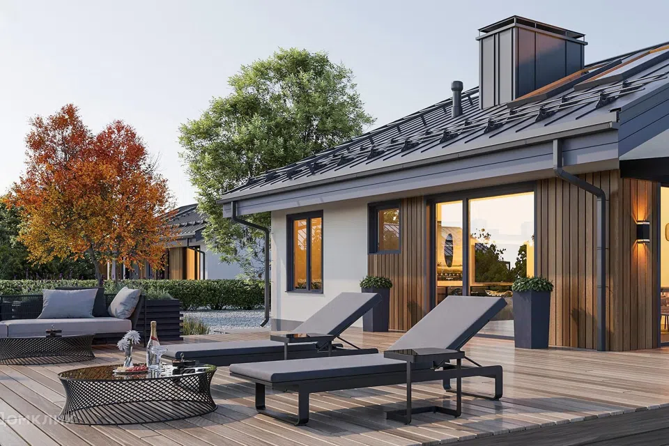 Проект дома Кайво из материала Газобетонные блоки площадью
74 м²,
2 спальни,
1 этаж