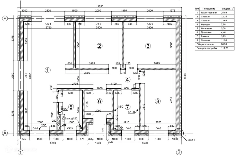 Проект дома Проект - 23725 из материала Кирпич площадью 
       86 м²,
       3 спальни,
       1 этаж