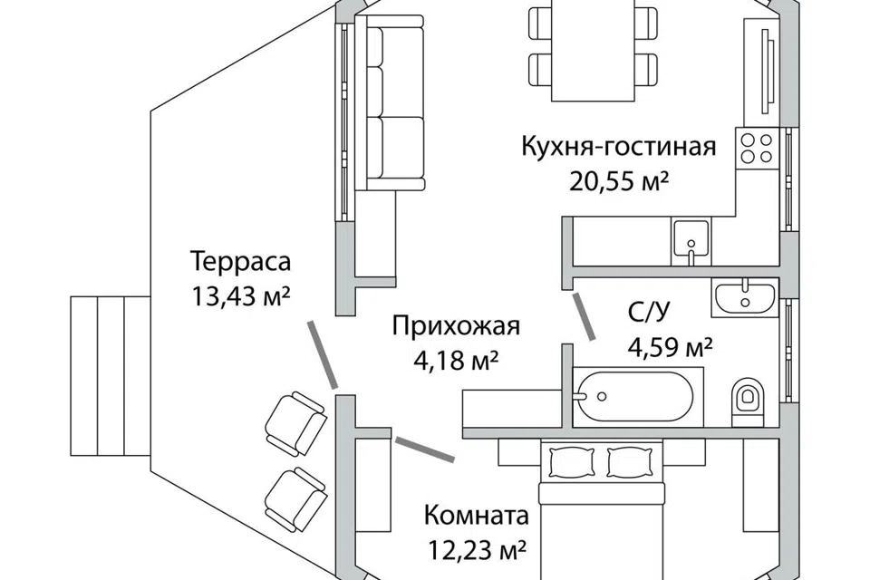 Проект дома Иламари из материала Каркасный дом площадью
41,5 м²,
1 спальня,
1 этаж