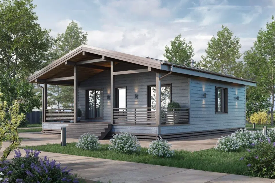 Проект дома Дом 1 из материала Каркасный дом площадью
       63,96 м²,
       2 спальни,
       1 этаж