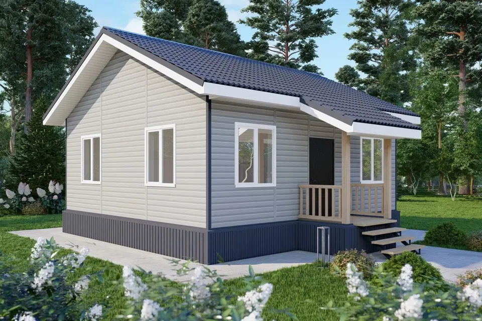 Проект дома Дом из СИП панелей 53,7 м² (1053-ЭП) из материала SIP-панели площадью 
       53,74 м²,
       2 спальни,
       1 этаж