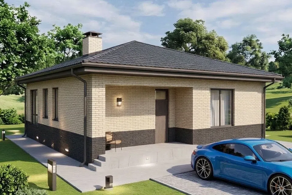Проект дома Райт-Т из материала Кирпич площадью
135 м²,
3 спальни,
1 этаж